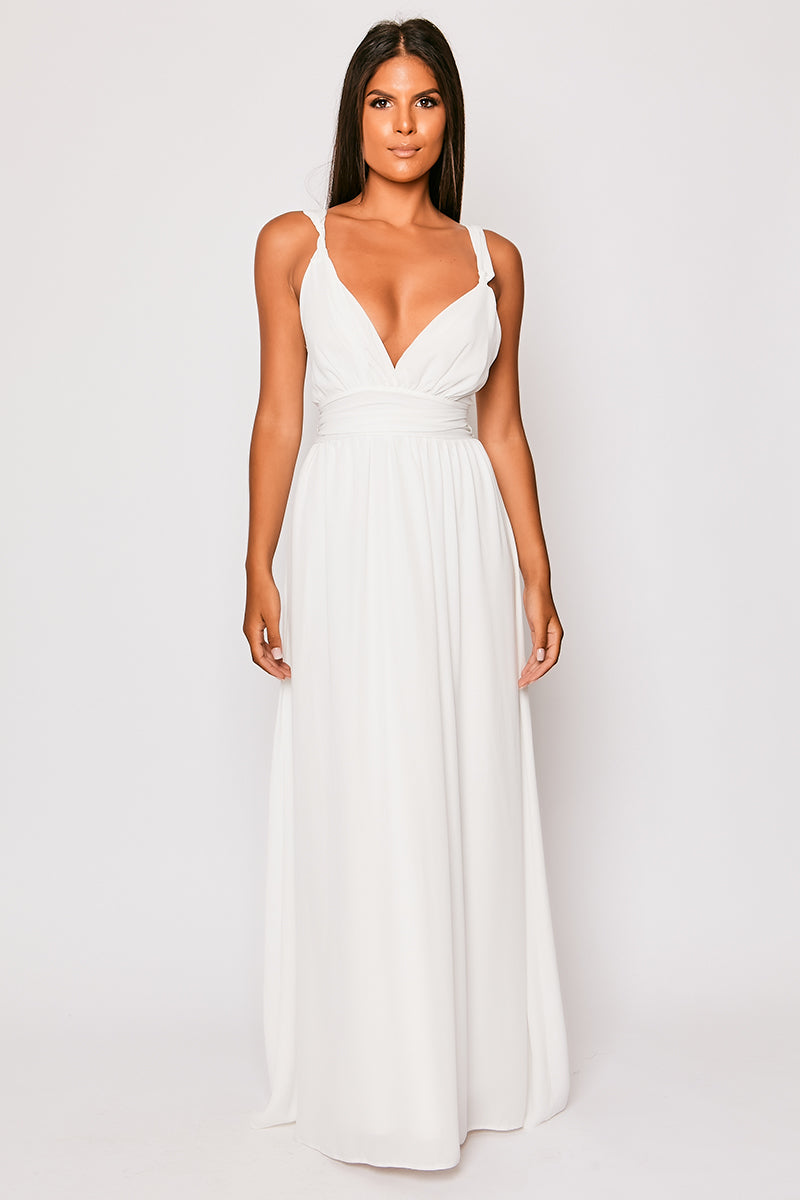 cold shoulder white maxi dress Valeria White Cold Shoulder Maxi Dress | Sale