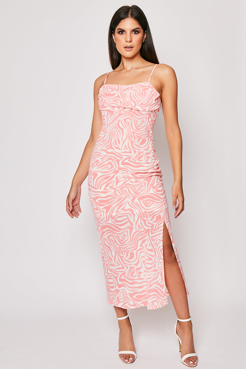 Indiyah - Pink Zebra print Side Slit Midaxi Dress