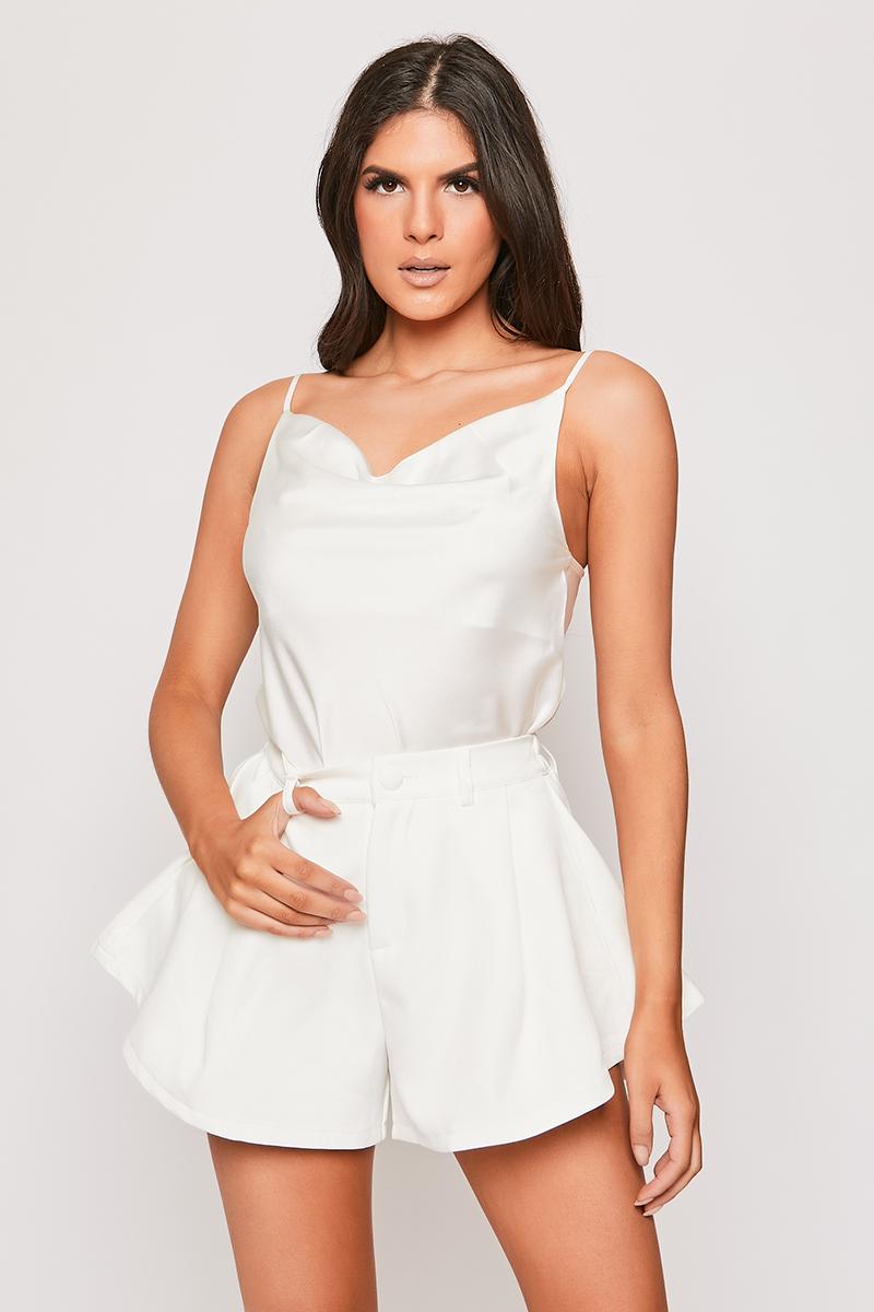 Kamila - White Tailored High Waisted Shorts