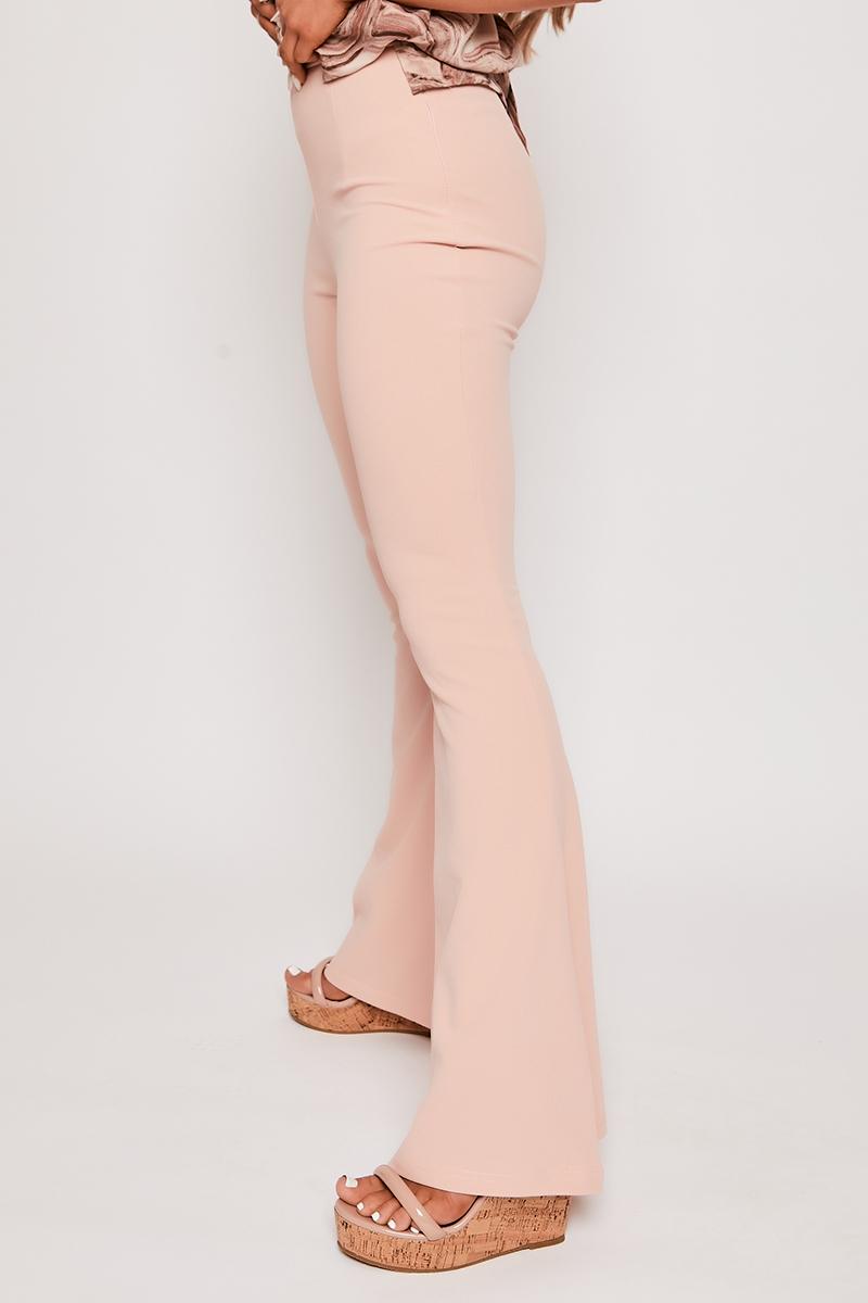 Lucy - Pink High Waisted Kick Flare Trousers