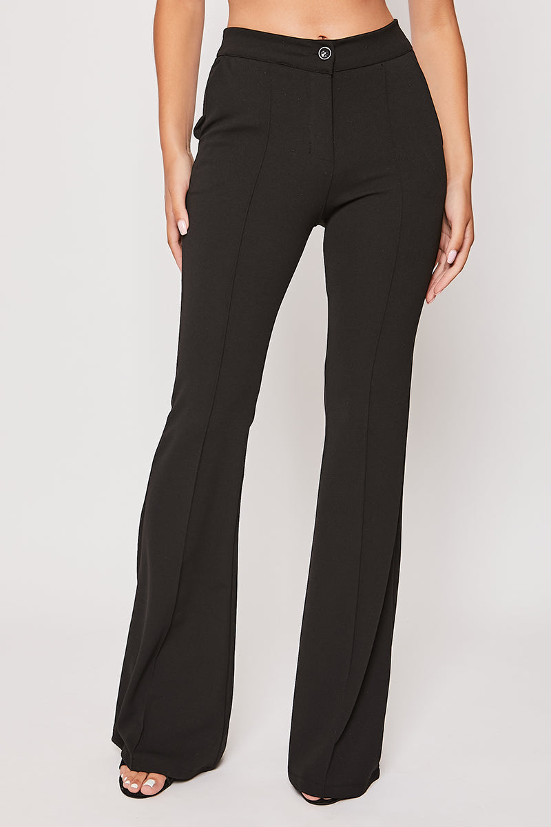 Tanya - Black Tailored Bell Bottom Trousers