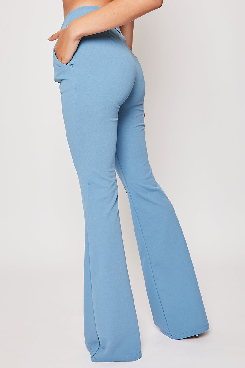 Tanya - Blue Tailored Bell Bottom Trousers