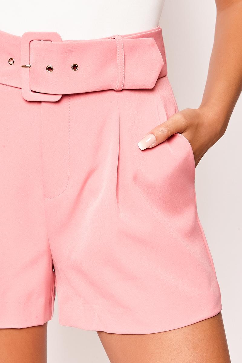 Meah Pink High Waisted Belted Shorts