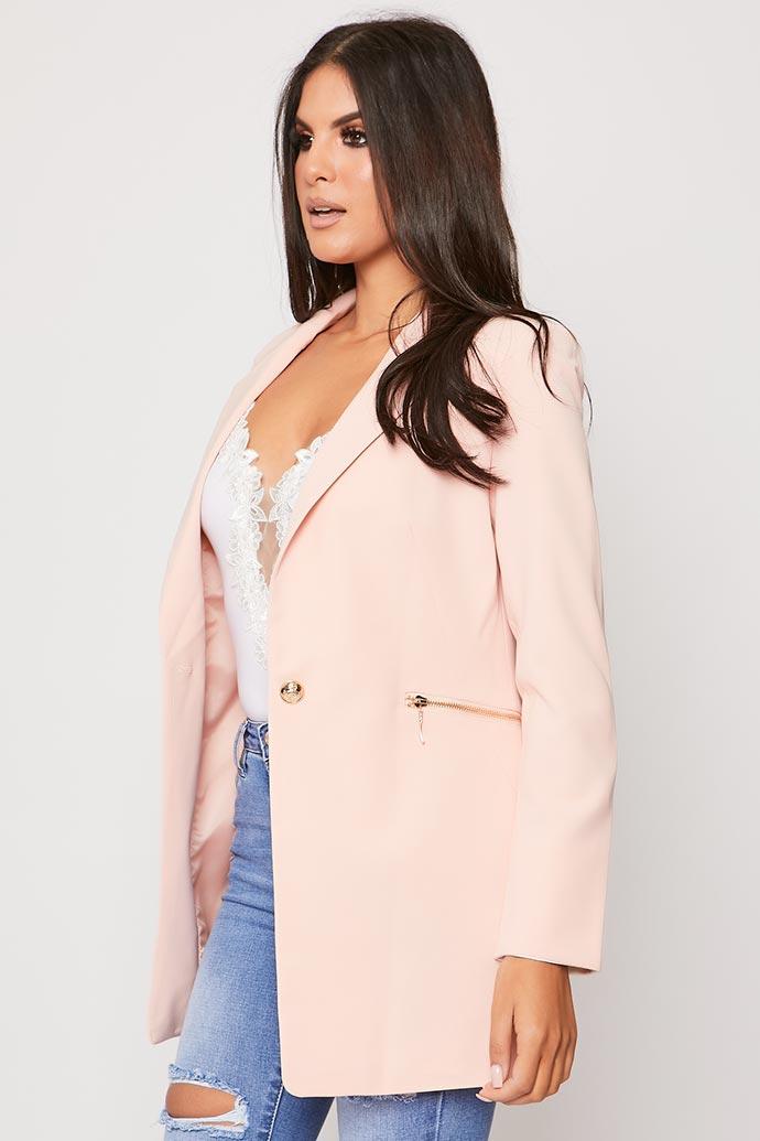 Ruby - Pink Longline Side Zip Blazer