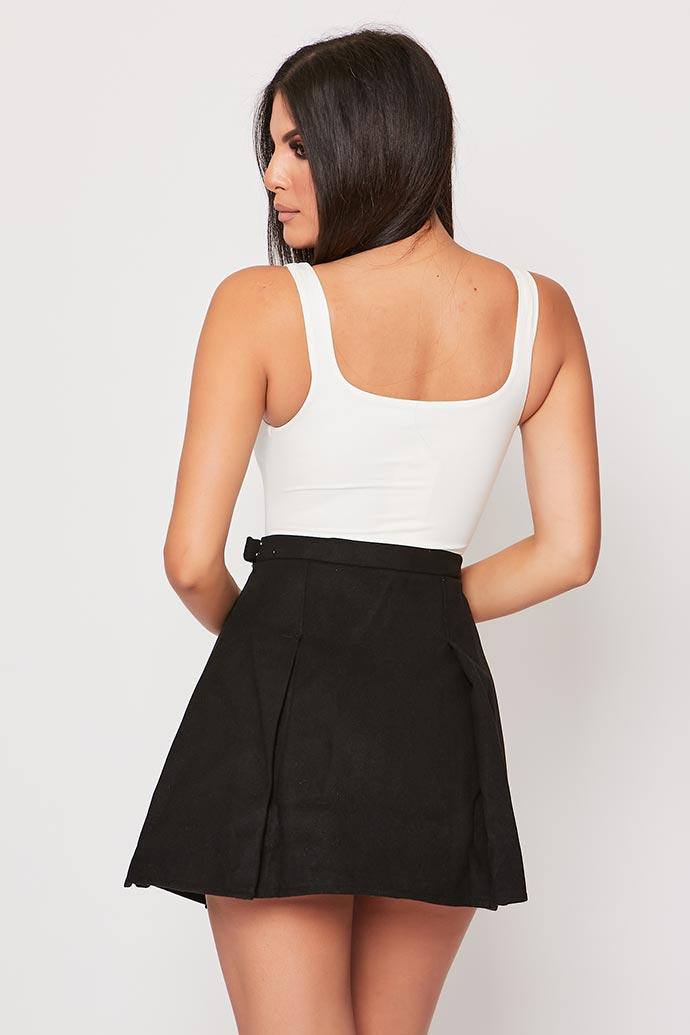 Black and white high waisted pleated skirt sale