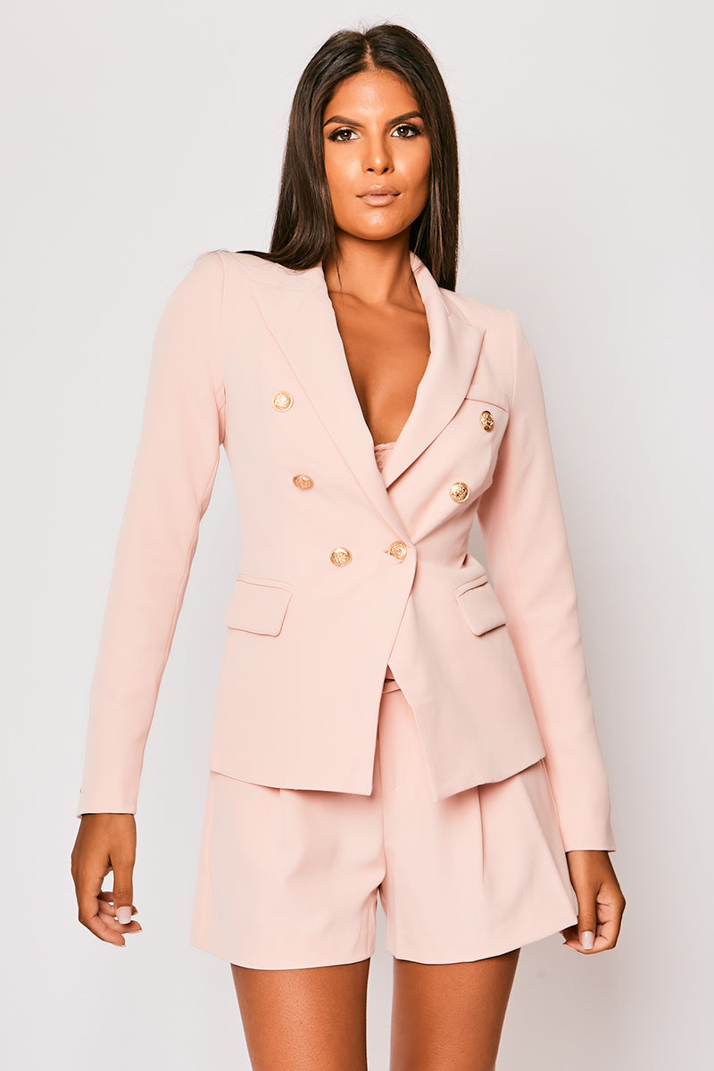 Rafal - Pale Pink Gold Button Double Breast Blazer