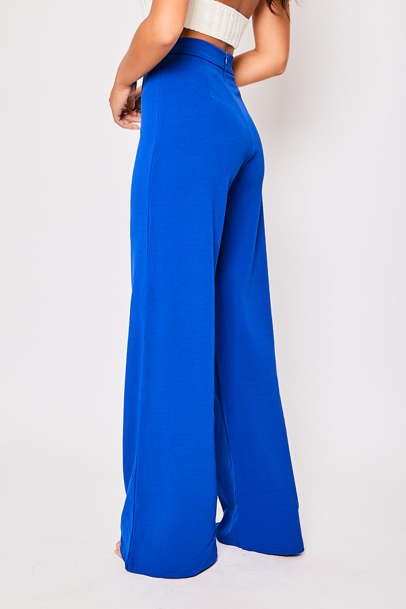 Sutton - Royal Blue High Waisted Wide Leg Trousers