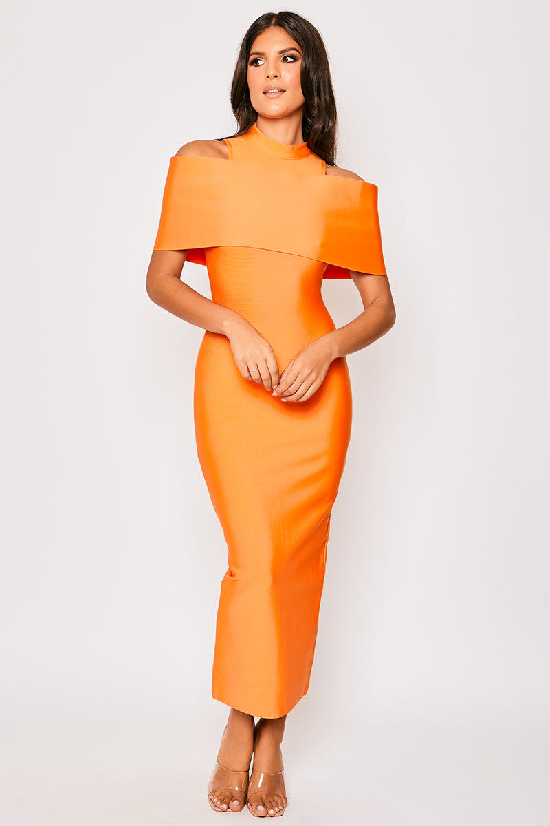 Clara - Orange Off The Shoulder Bandage Dress