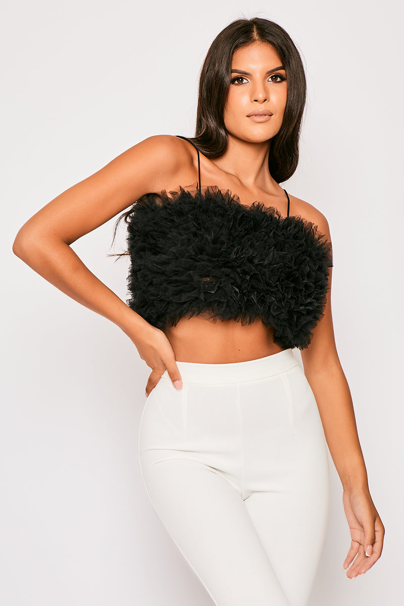 Micah - Black Tulle Crop Top