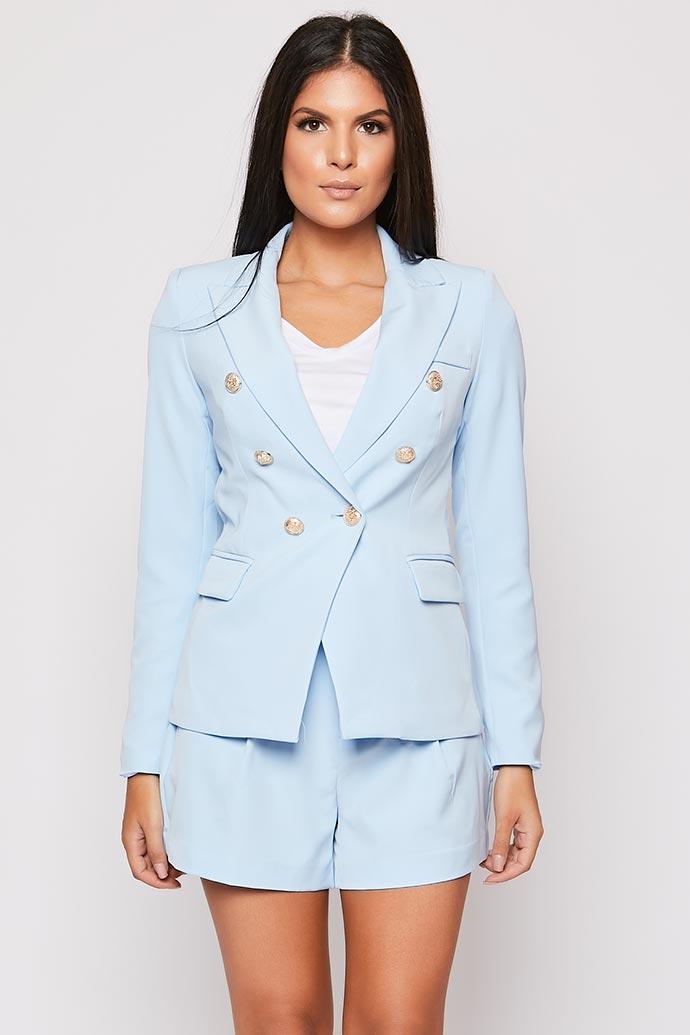 Rafal - Baby Blue Gold Button Double Breast Blazer