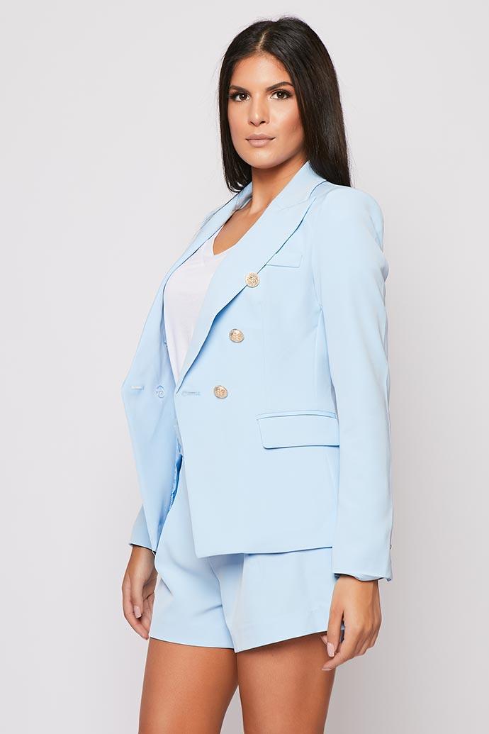 Rafal - Baby Blue Gold Button Double Breast Blazer