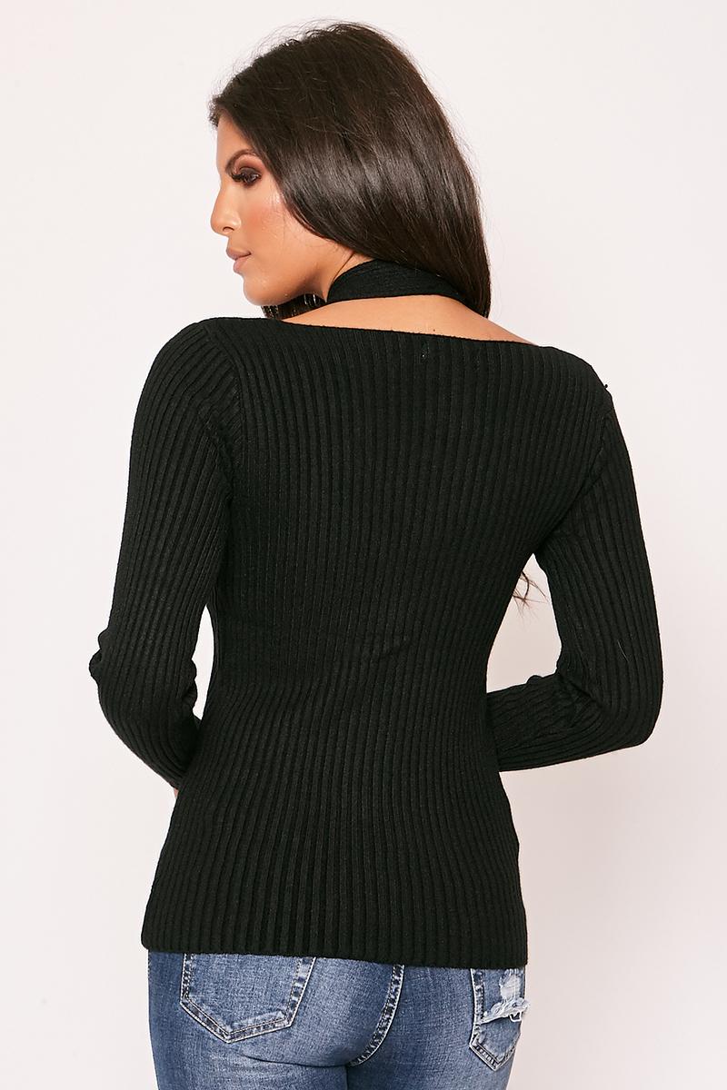 GeeGee - Black Cable Knit Choker Jumper