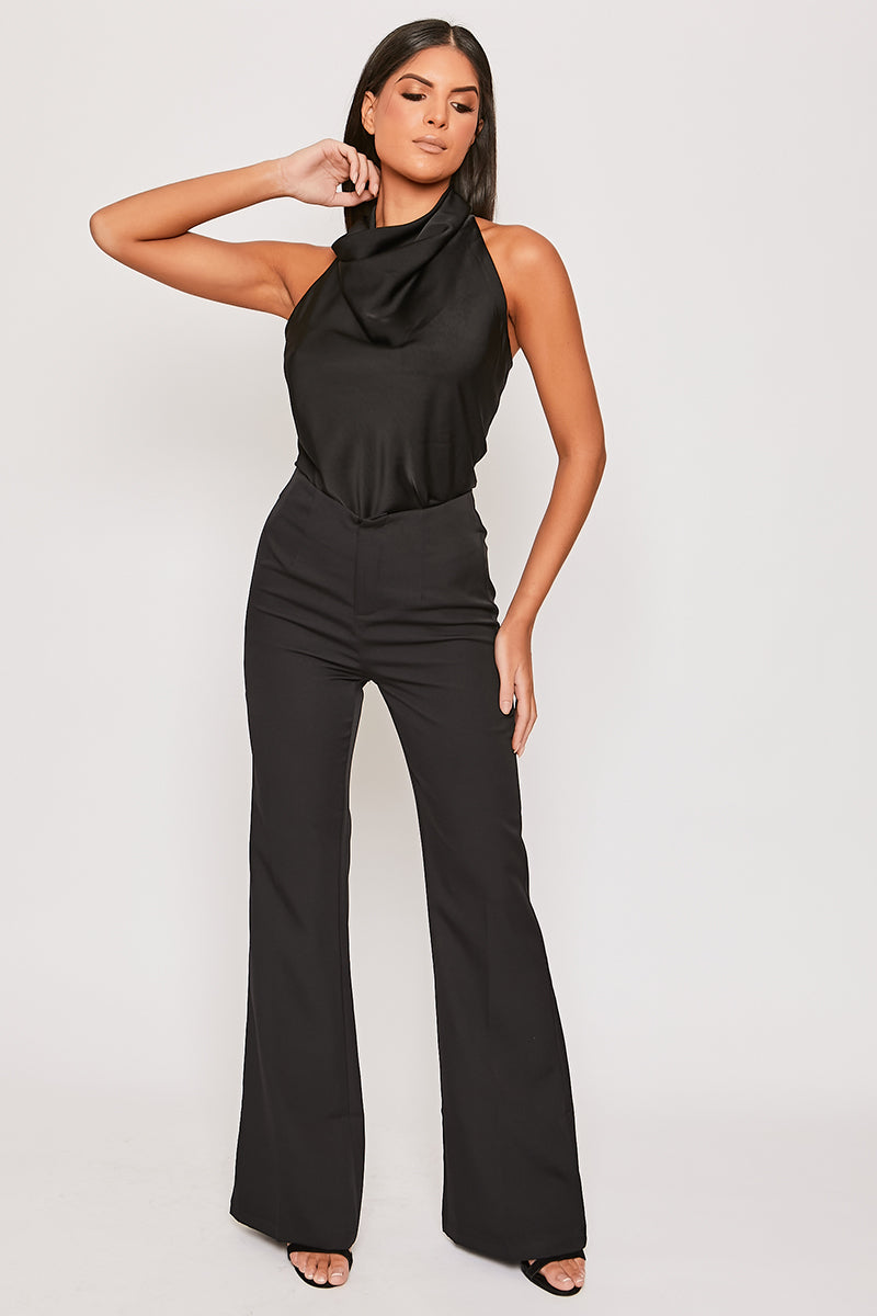 Brigitte Black Tailored High Waisted Flare Trousers Miss G Couture