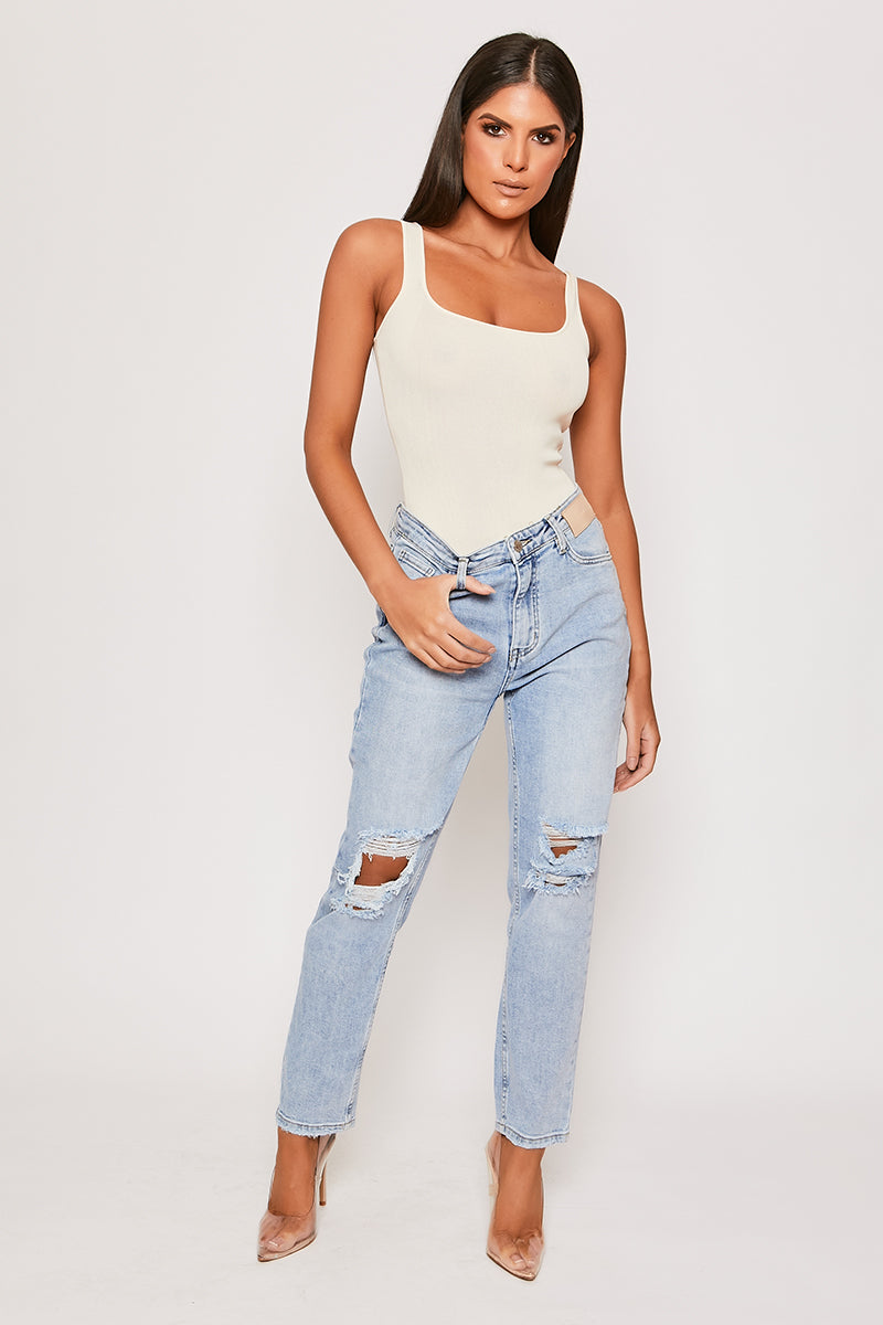 Ripped Jeans Light Wash Blue Mom Jeans Pacsun Women's Ripped Mom