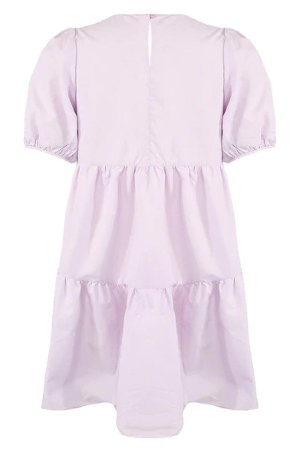 Mari - Lilac Tiered Short Sleeve Smock Dress