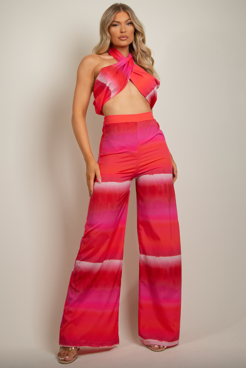 Matching crop 2025 top and trousers