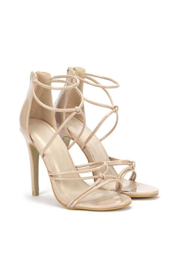 Faye - Nude patent knot front heels
