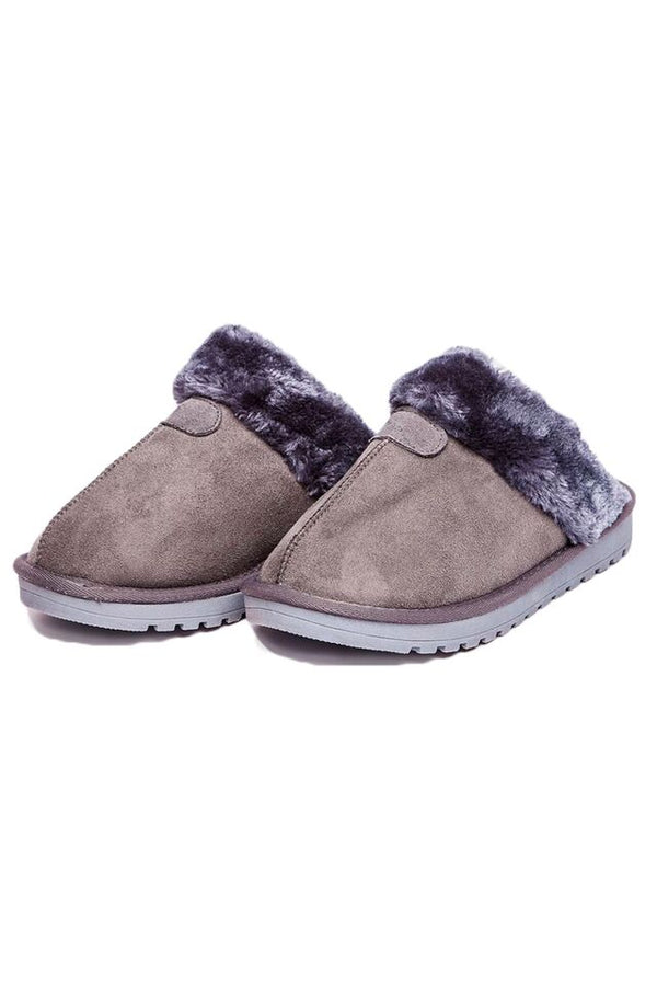 Snuggies - Grey Fluffy Backless Slippers 