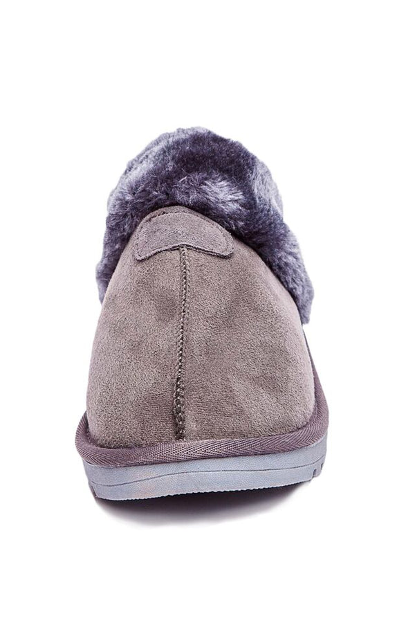 Snuggies - Grey Fluffy Backless Slippers