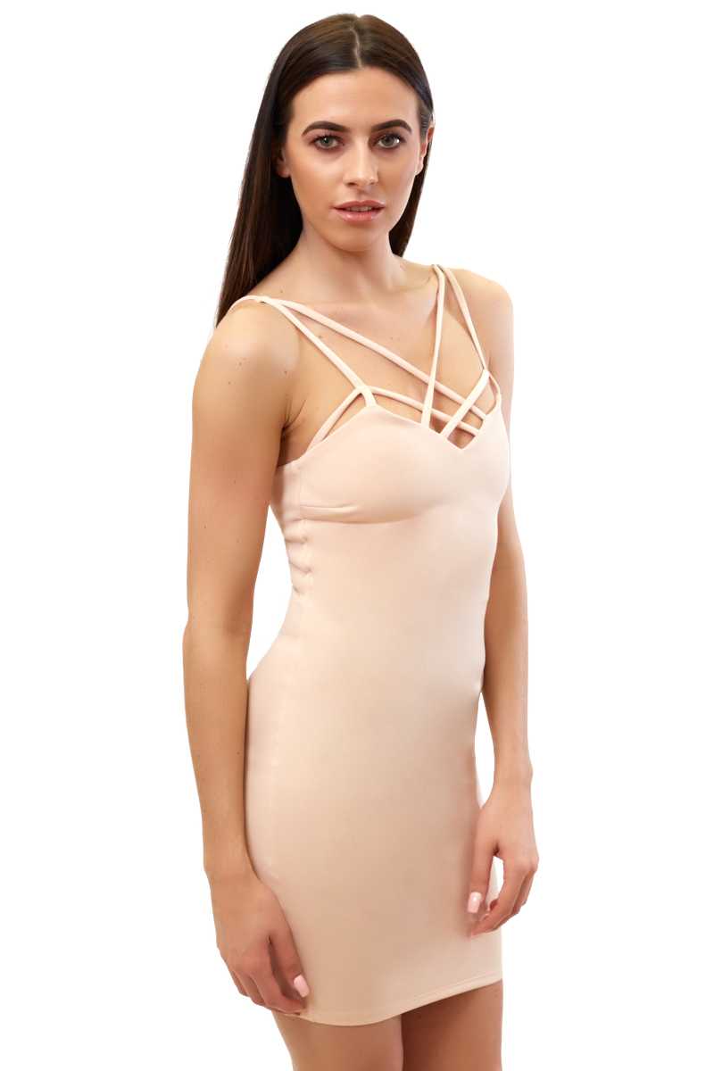 Kimora - Nude multi strap mini dress