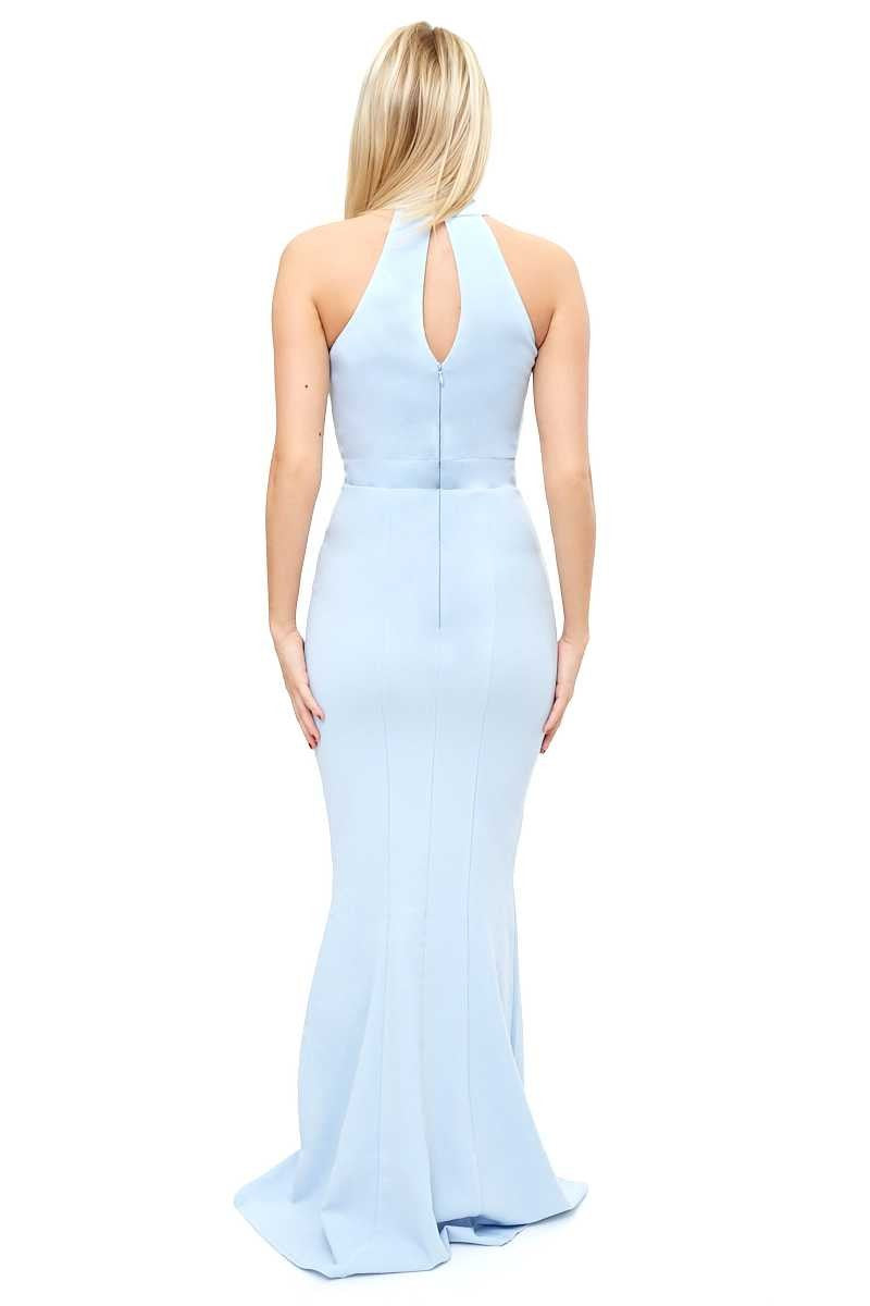 Camelia - Blue Embellished Fishtail Evening Gown