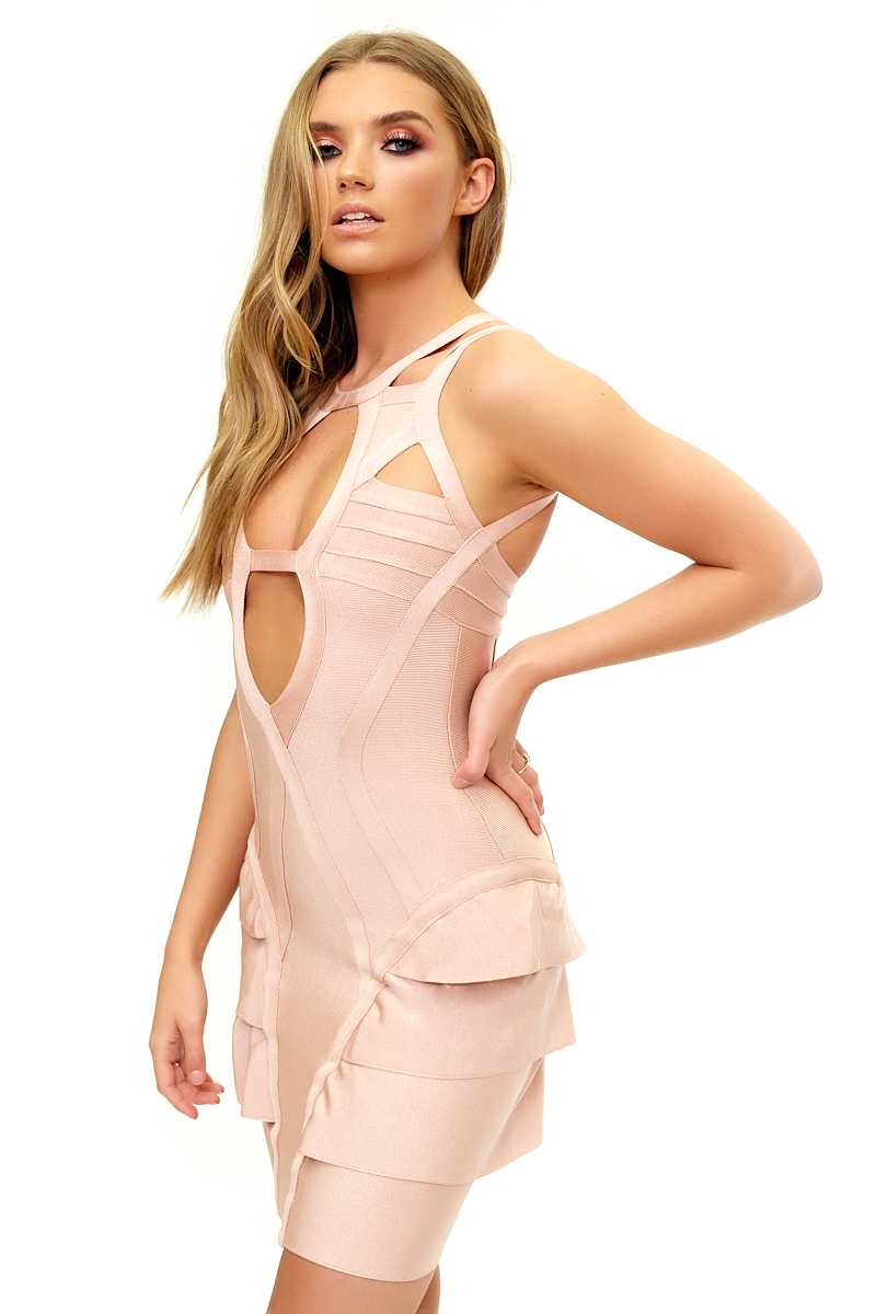 Sorrento - Pink Structured Bandage Dress