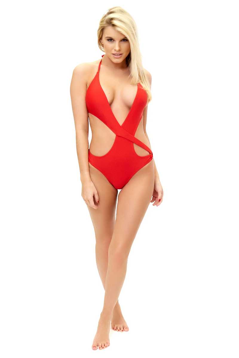 Allure - Red Cut Out Swimsuit