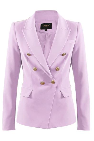 Rafal - Lilac Gold Button Double Breast Blazer