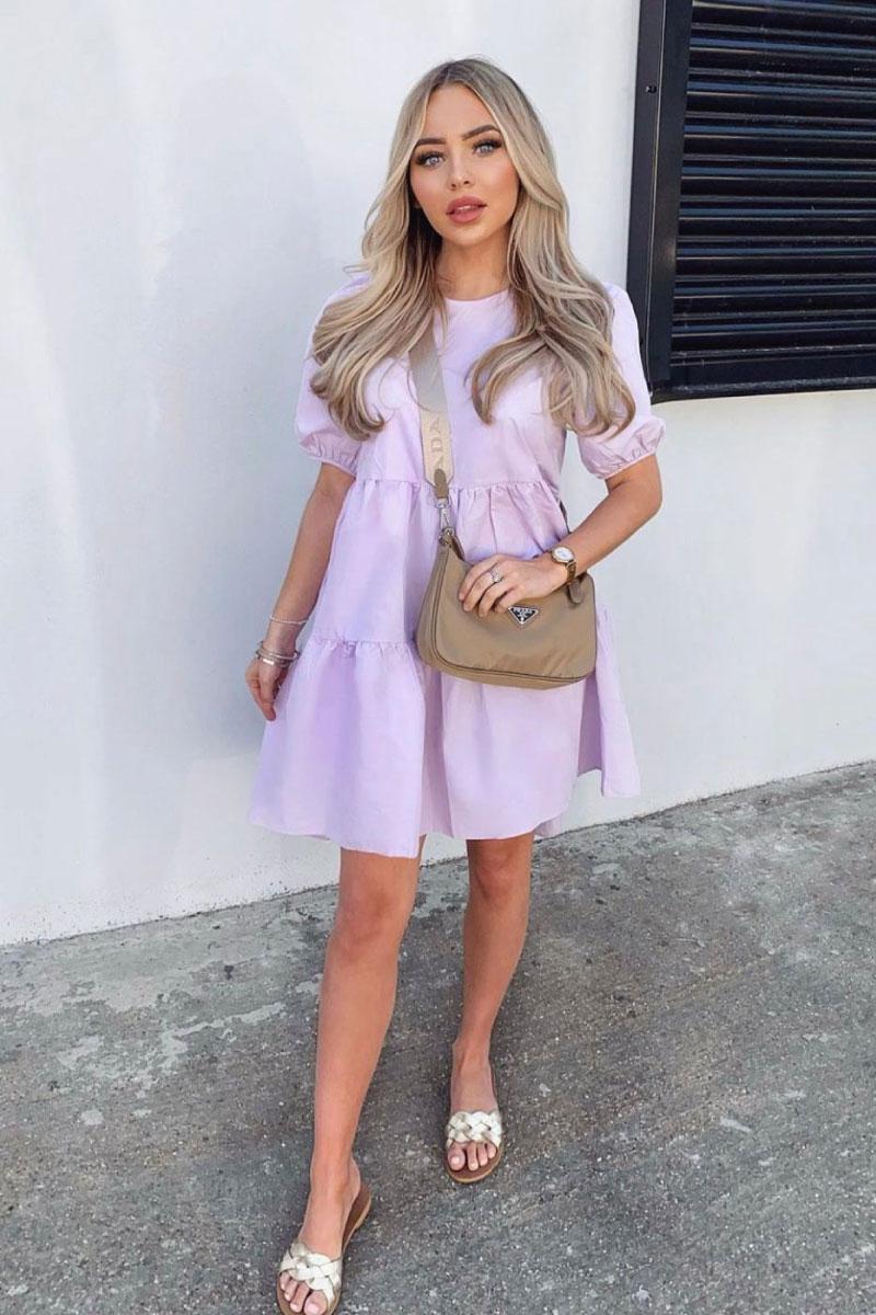 Lilac and sale white dress