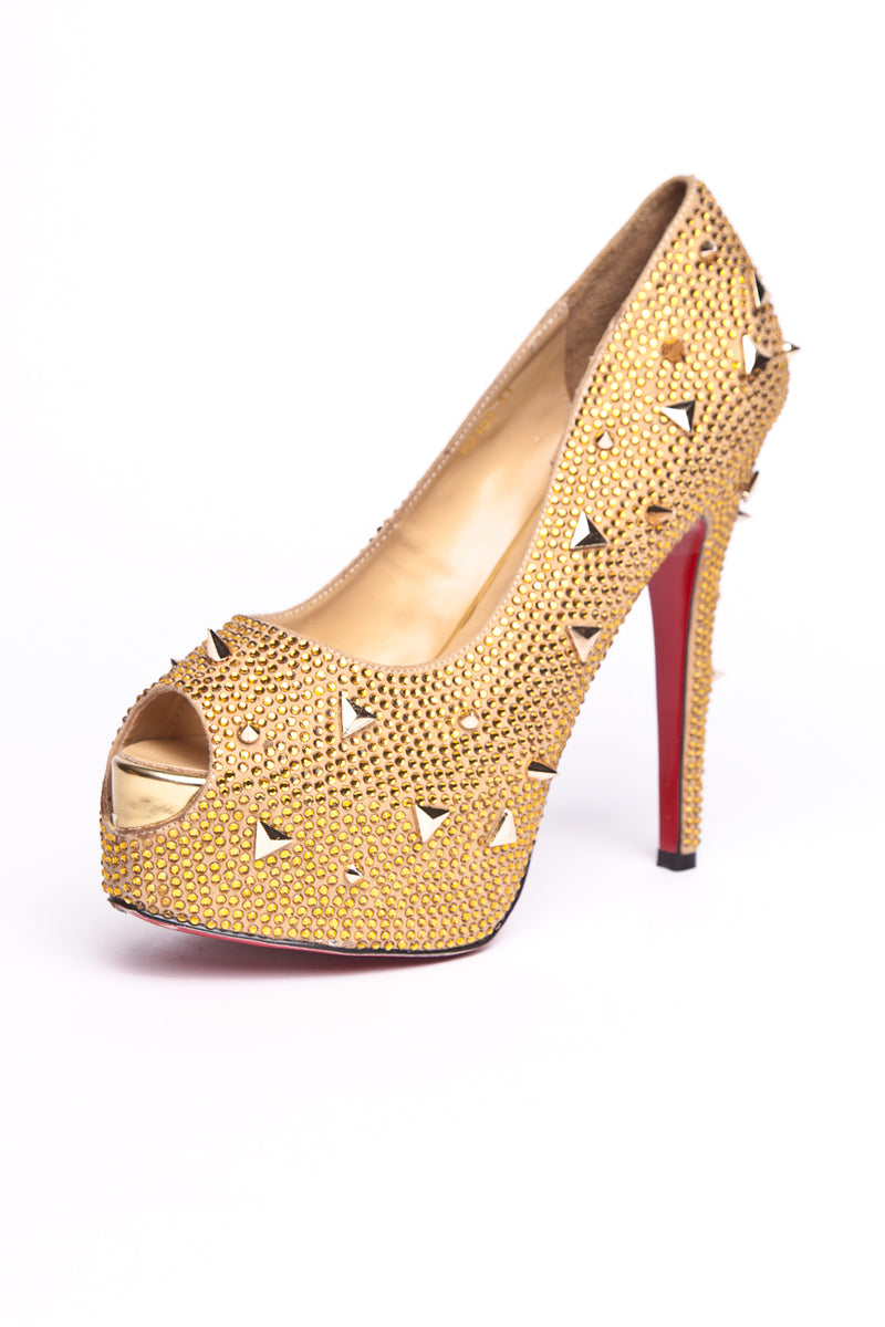 Robyn - Gold Studded Heels