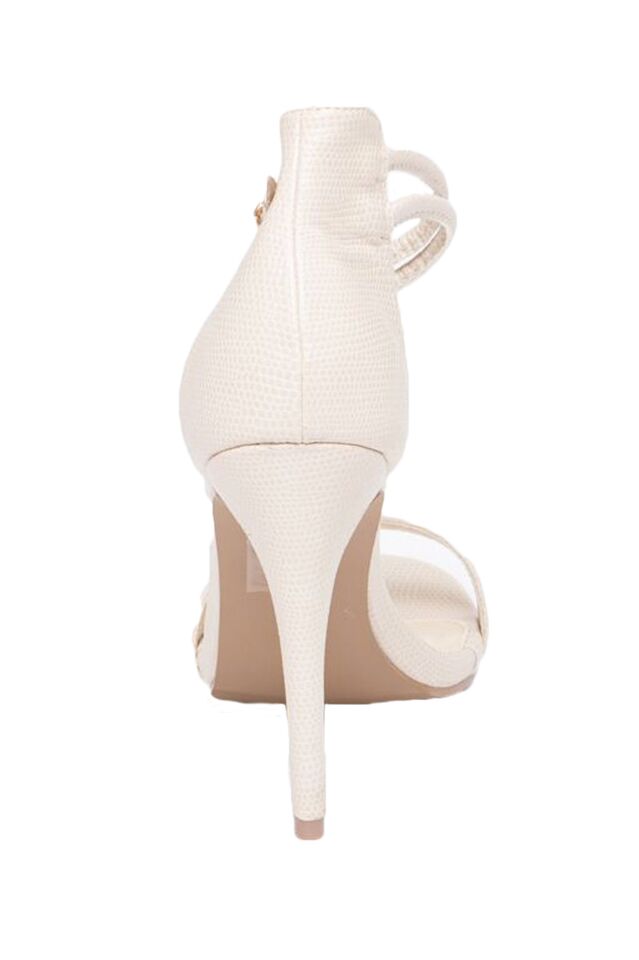 Sabrina - Nude Snakeskin Strappy Barely There Heels