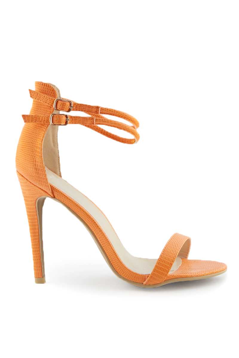 Sabrina - Orange snakeskin strappy heels