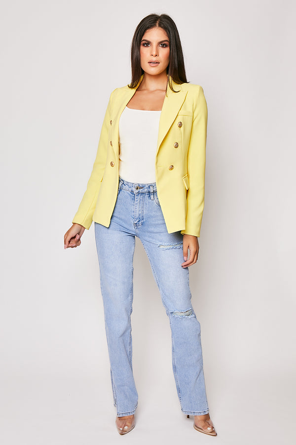 Rafal - Yellow Gold Button Double Breast Blazer