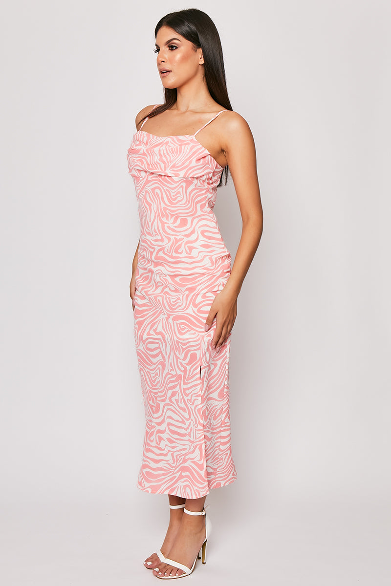 Indiyah - Pink Zebra print Side Slit Midaxi Dress
