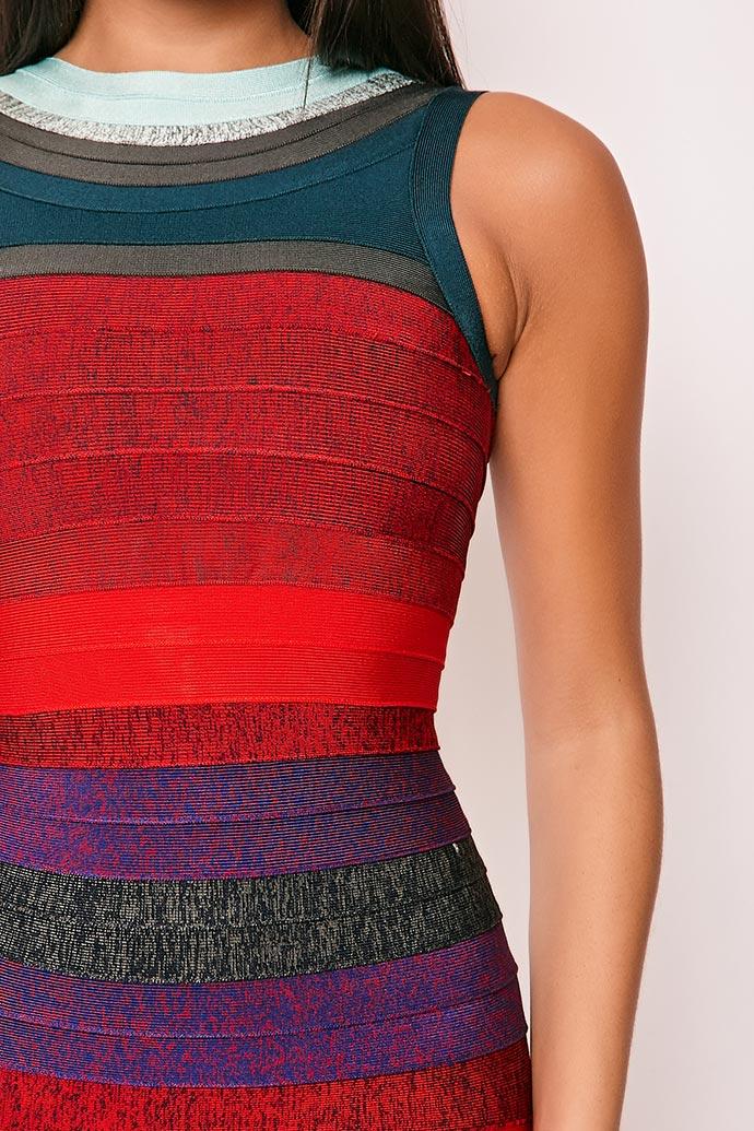 Cuba - High Neck Colour Block Bandage Dress