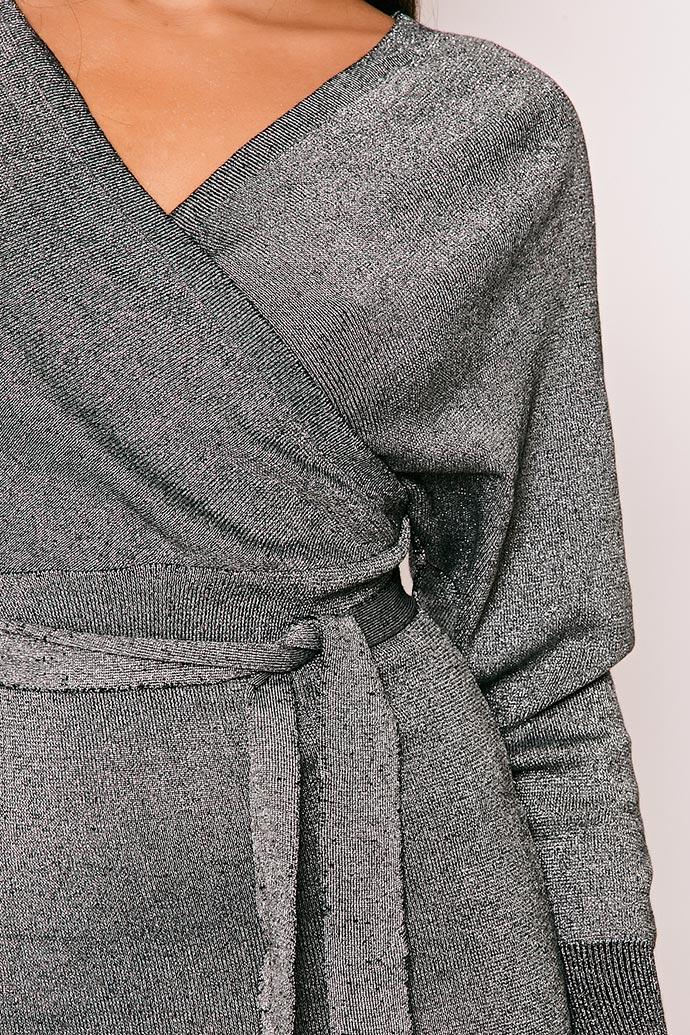 Emme - Black Shimmer Knitted Long Sleeve Jumper Dress