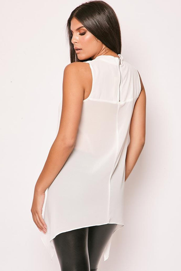 Laurie - White Chiffon Layered Top