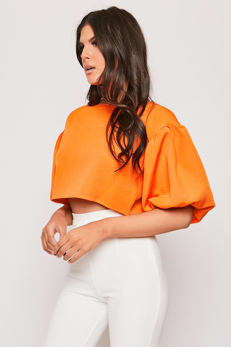 Christina - Orange Puff Sleeve Top