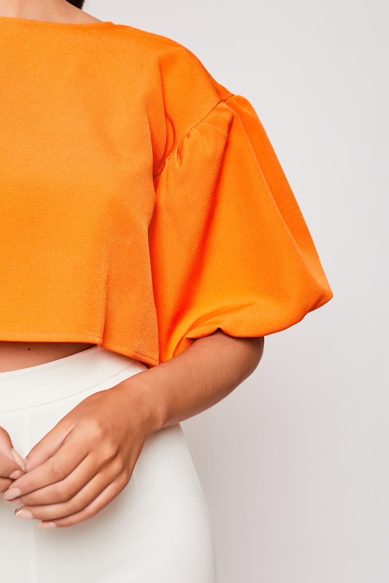 Christina - Orange Puff Sleeve Top