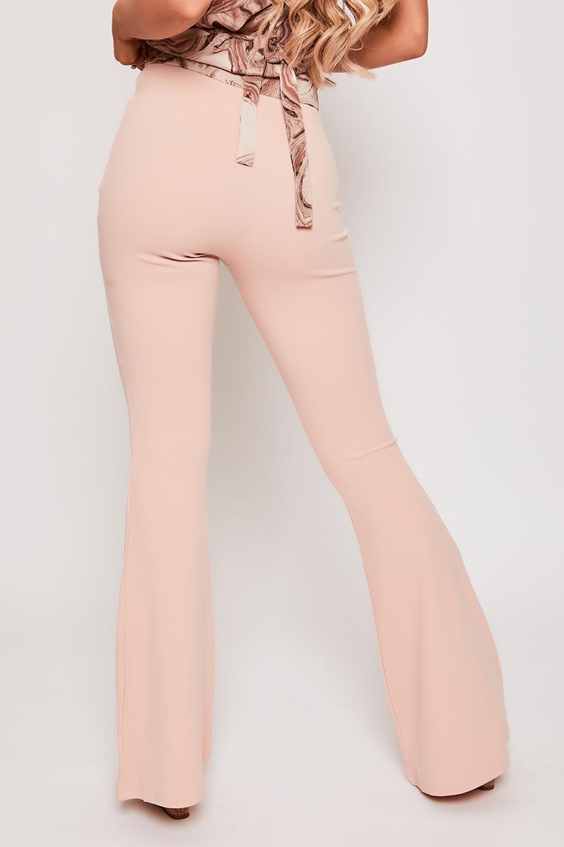 Lucy - Pink High Waisted Kick Flare Trousers