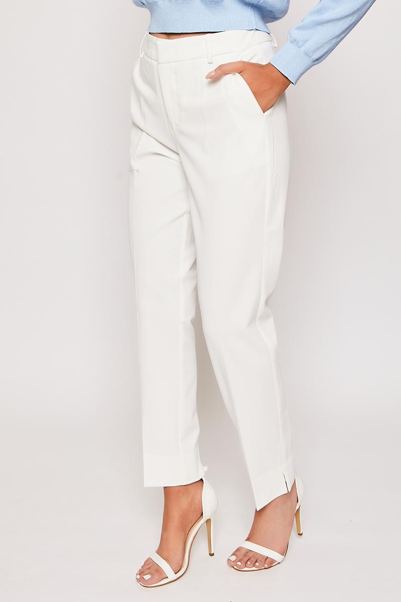 Rayna - White Tailored Tapered Trousers 