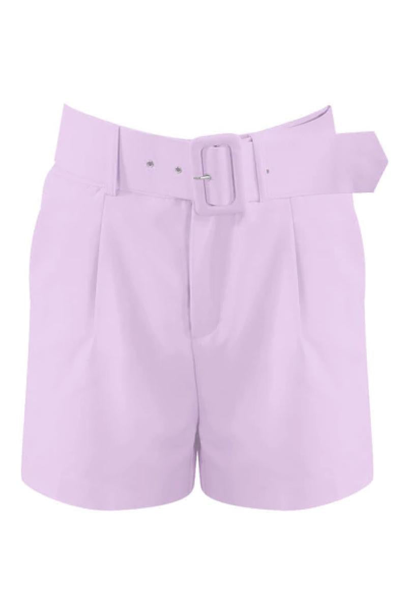 Meah - Lilac High Waisted Belted Shorts