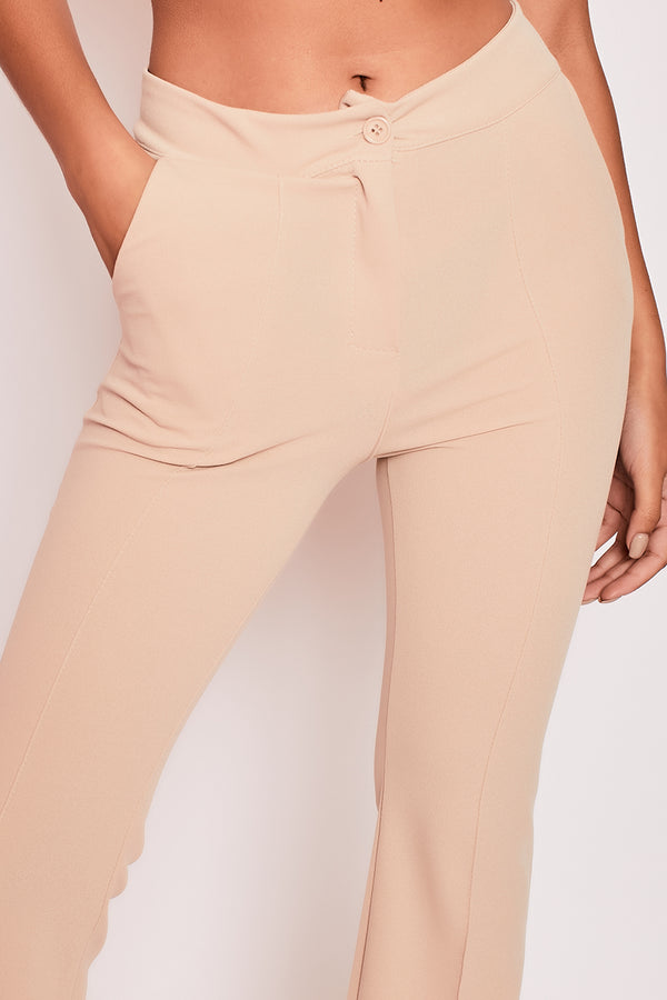 Tanya - Nude Tailored Bell Bottom Trousers