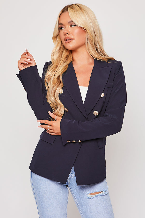 Rafal - Navy Gold Button Double Breast Blazer