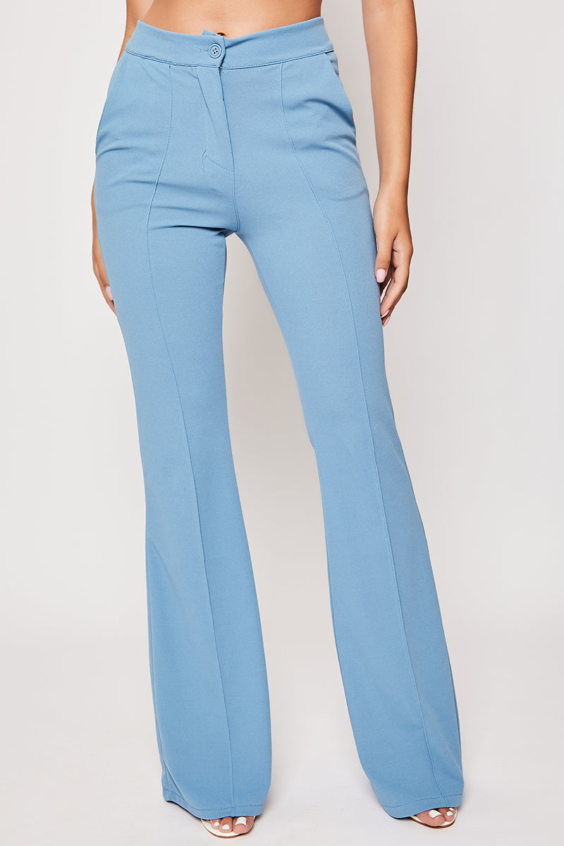 Tanya - Blue Tailored Bell Bottom Trousers