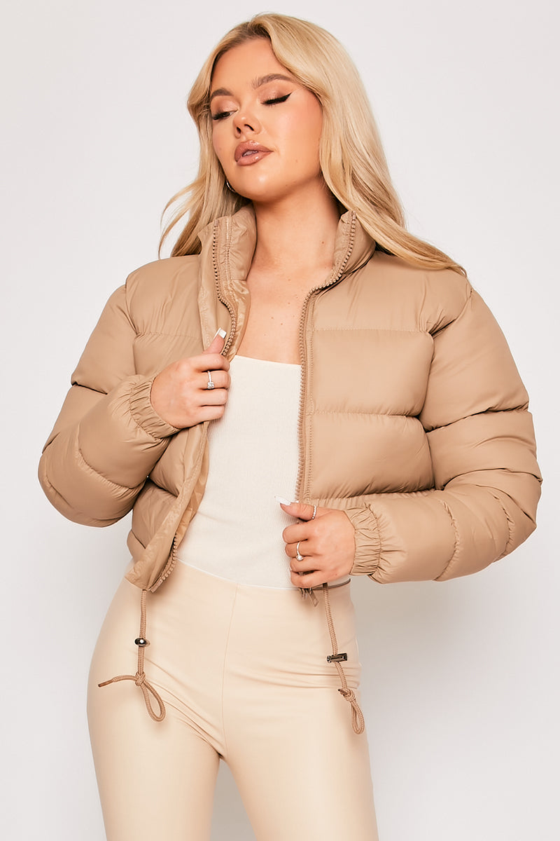 Misa - Nude Cropped Puffer Jacket