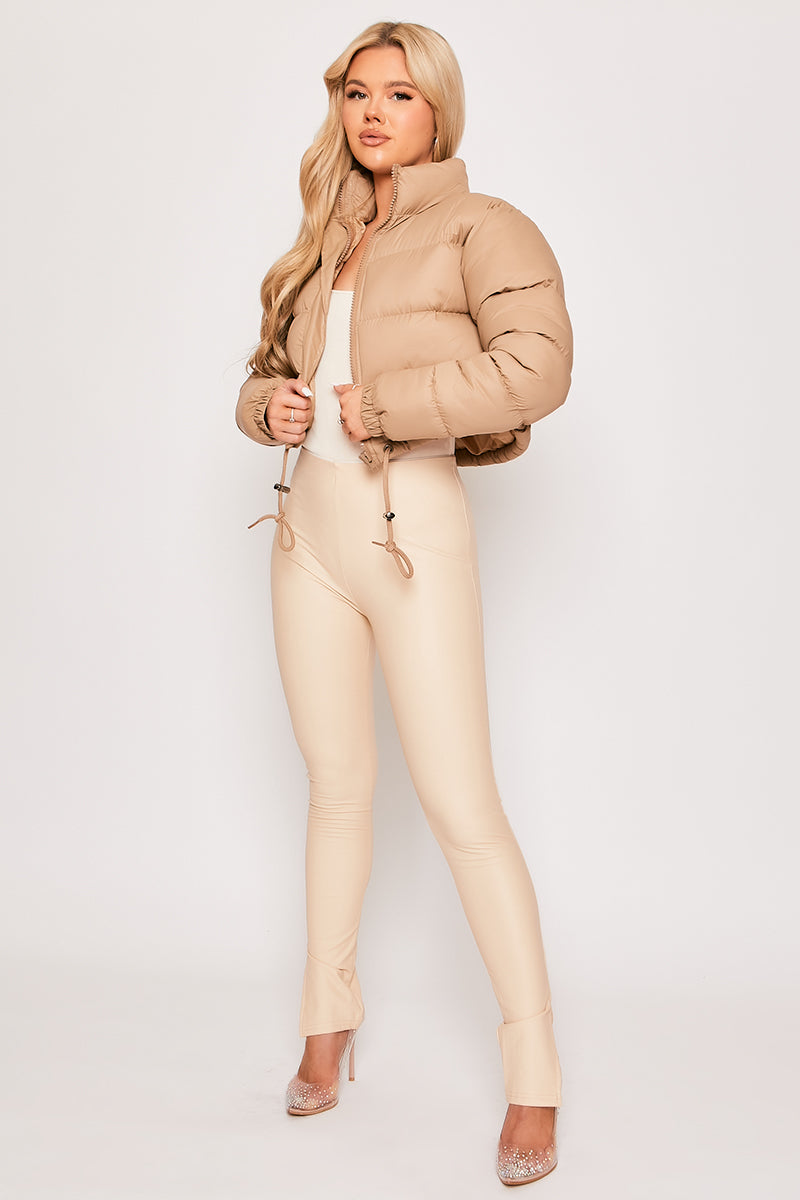Nude cropped discount puffer jacket