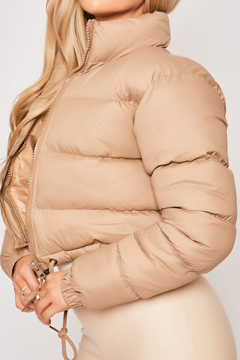 Misa - Nude Cropped Puffer Jacket