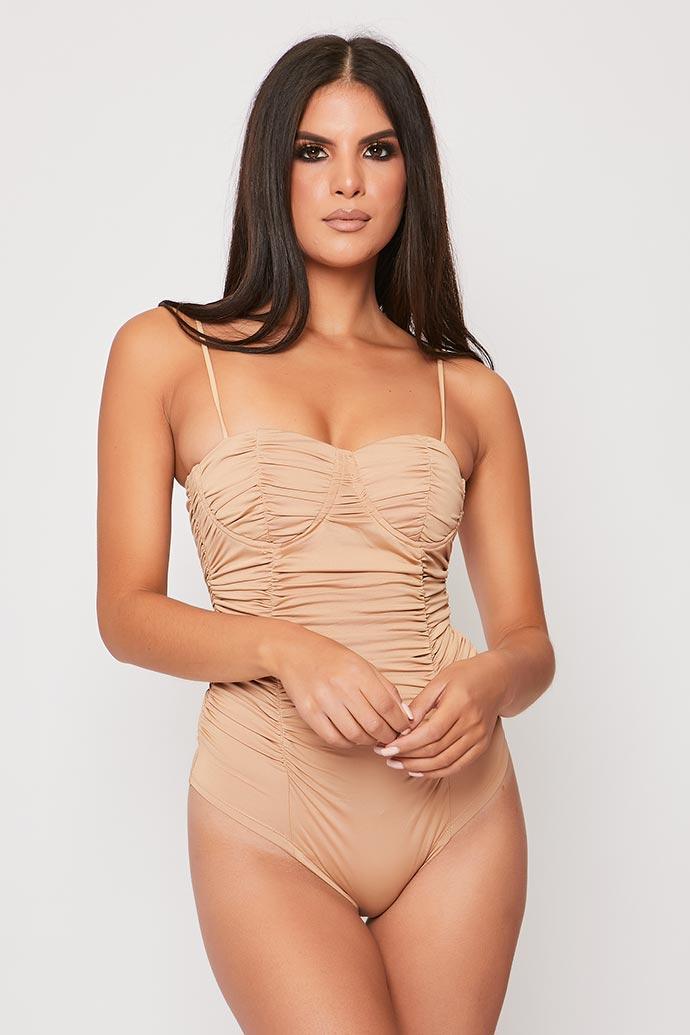 Margot - Nude Ruched Bodysuit