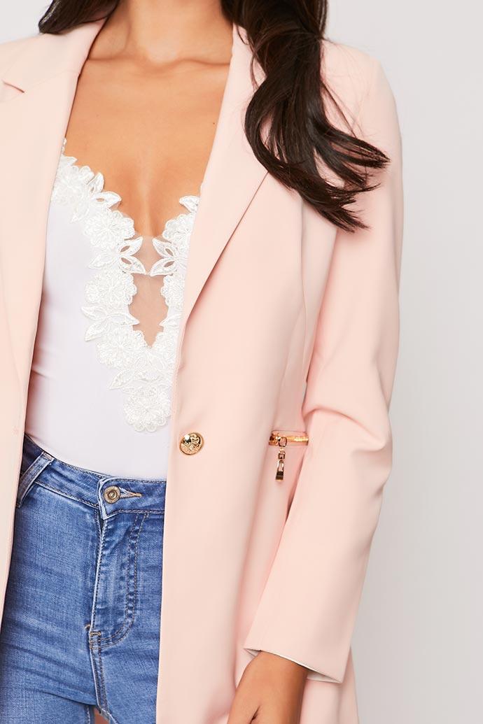 Ruby - Pink Longline Side Zip Blazer